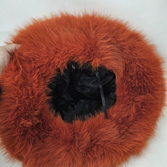 Luxurious Orange Faux Fur Women's Bucket Hat New - Picture 3 of 4